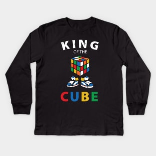 King Of The Cube Rubik's Rubiks Cube Rubik Cube Retro Colorful Cube Game Fun Gift for Cuber Spinning Rubix Kids Long Sleeve T-Shirt